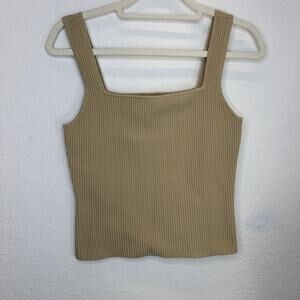 Darling Square Neck Ribbed Tank Top Tan Color Size S NWT Stretchy, comfy, casual